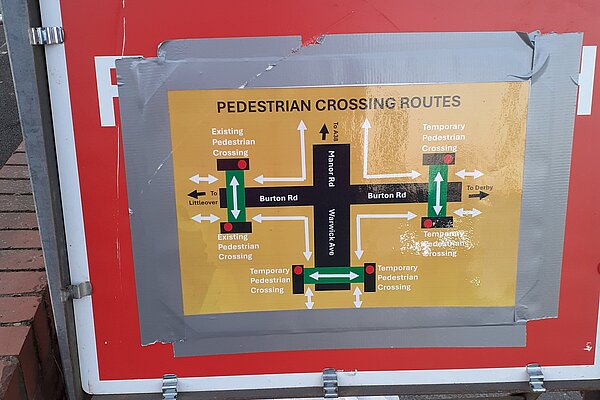 Pedestrian routes around Warwick Avenue roadworks